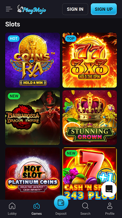 Jeux mobiles de casino PlayMojo