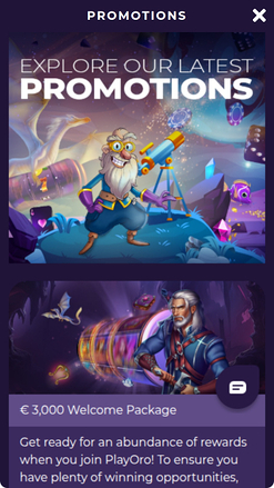 PlayOro Mobile Promotions