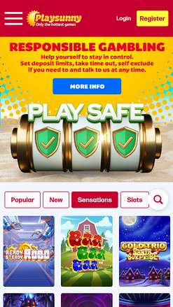 Página de inicio móvil de PlaySunny Casino