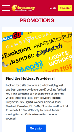Promociones móviles de PlaySunny Casino