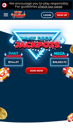 Jackpot móvil del casino PlayToro