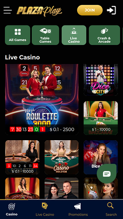 Casino móvil con crupier en vivo de PlazaPlay