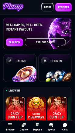 Page d'accueil du casino Plump