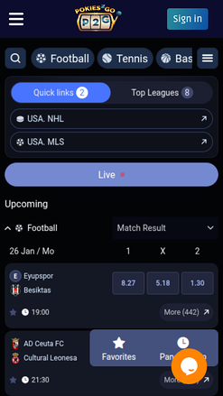 Deportes móviles del casino Pokies2Go