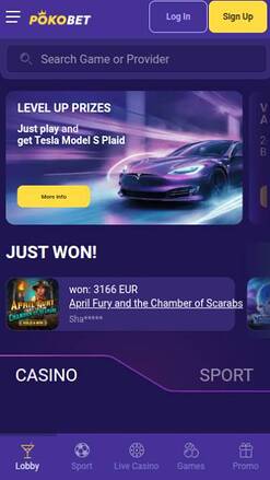 PokoBet Casino Homepage