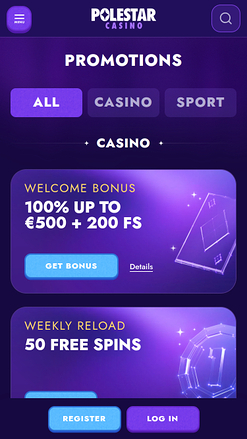 Promociones móviles de Polestar Casino