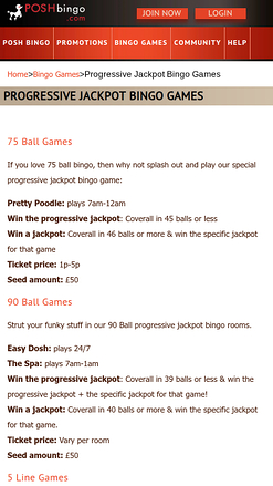 Jackpot mobile Posh Bingo