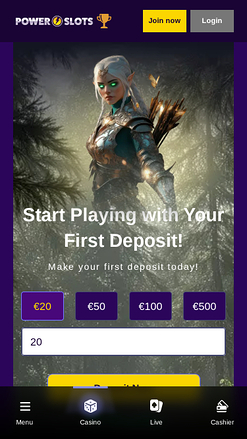 Page d'accueil mobile du casino Power Slots