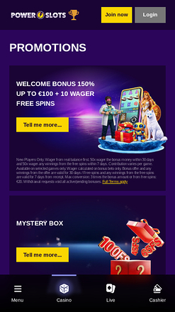 Promotions mobiles du casino Power Slots