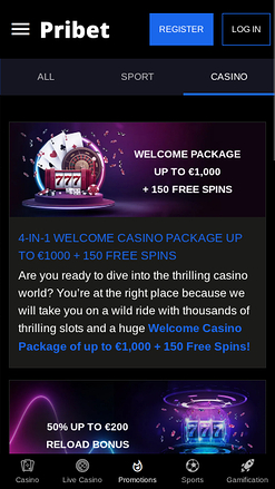Promotions mobiles du casino Pribet