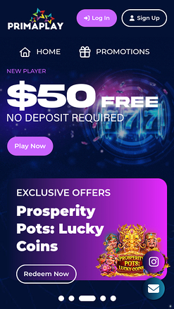 PrimaPlay Casino Mobile Homepage