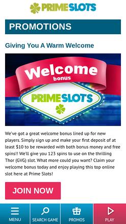 Promozioni Prime Slots Mobile