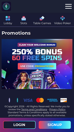 Prism Casino Mobile Promotions