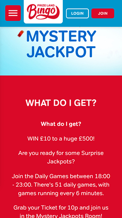 Jackpot mobile du casino Prize Land Bingo