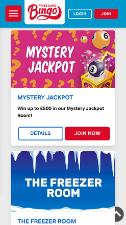 Promotions mobiles du casino Prize Land Bingo