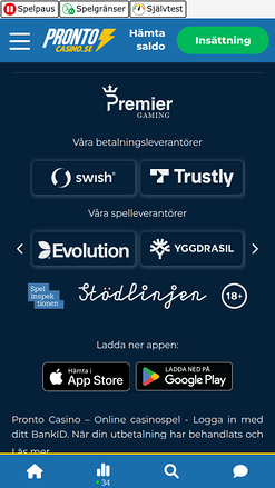 Développeurs de jeux mobiles Pronto Casino