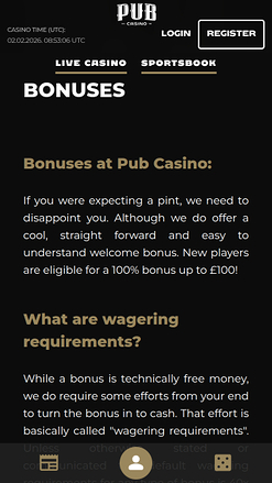 Pub Casino Mobile-Aktionen