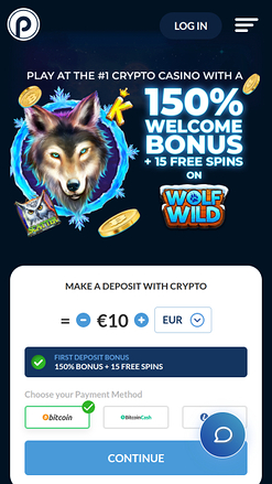 Page d'accueil mobile de Punt Casino