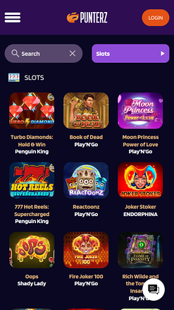 Jeux mobiles de casino Punterz