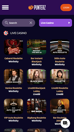 Punterz Casino Mobile Croupier en direct