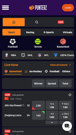 Sports mobiles du casino Punterz