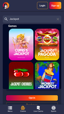 Jackpot mobile du casino PuppyBet
