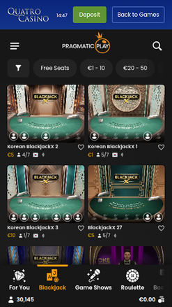 Croupier en direct mobile Quatro Casino