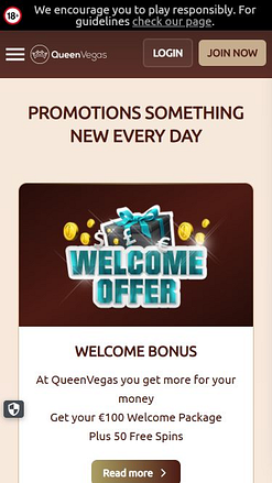 Promotions mobiles du casino Queen Vegas