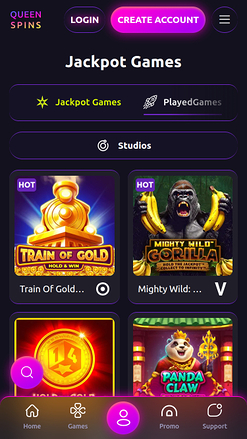Jackpot mobile du casino QueenSpins