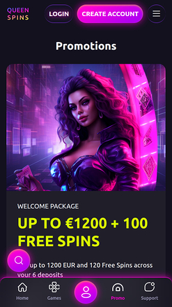 Promotions mobiles du casino QueenSpins