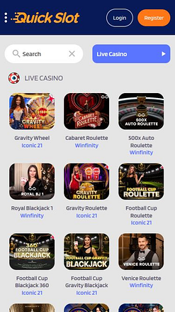 Мобильное казино QuickSlot с живыми дилерами