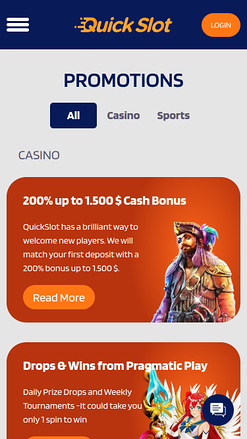 Акции мобильного казино QuickSlot