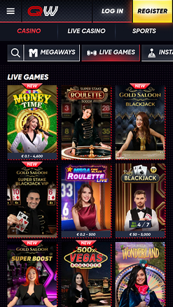Casino mobile Quickwin avec croupier en direct