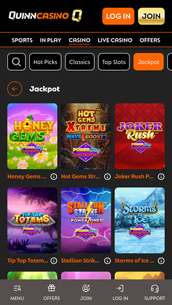 QuinnBet Casino Mobile Jackpot