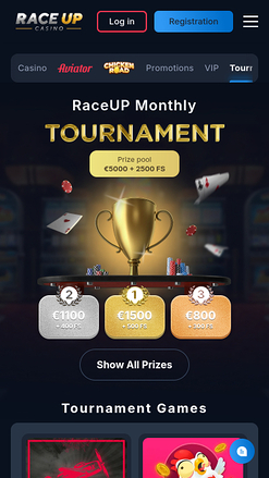 Tournois mobiles de Raceup Casino