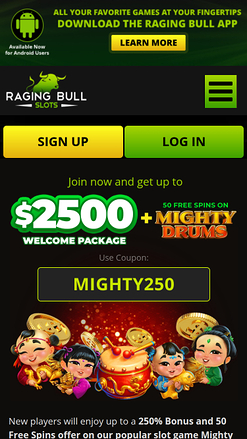 Promozioni per dispositivi mobili di Raging Bull Casino