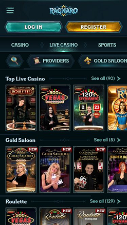 Ragnaro Casino Mobile Live Dealer