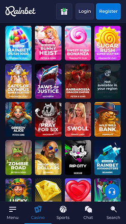 Rainbet Casino Mobile Games