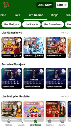 Casino en Direct de Rainbow Riches Casino pour Mobile