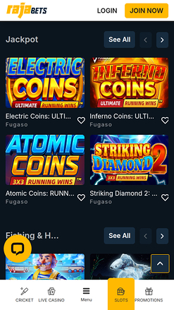 Jackpot mobile del casinò Rajabets