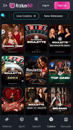 Casino mobile RakeBit avec croupier en direct