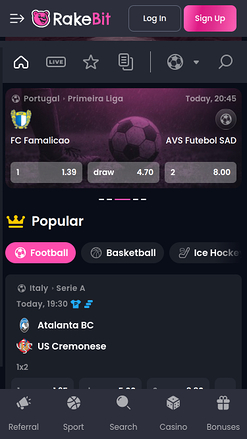 Sports mobiles du casino RakeBit