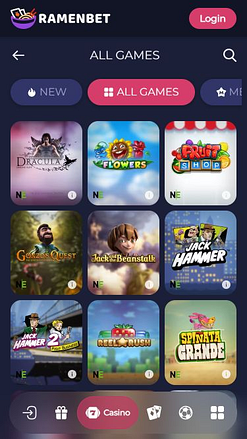Juegos móviles del casino RamenBet