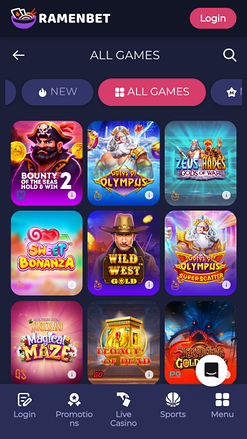 Jeux mobiles de casino RamenBet