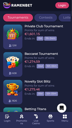 Tournois mobiles du casino RamenBet