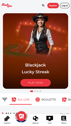Casinò mobile RealSpin con croupier dal vivo