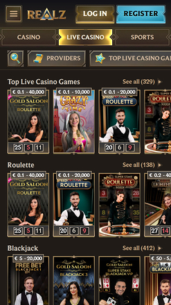 Croupier en direct du casino Realz