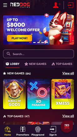 Red Dog Casino Mobile Homepage