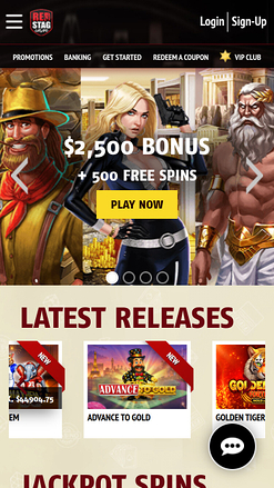 Red Stag Casino Mobile Homepage