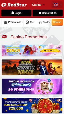 Promotions mobiles du casino Red Star